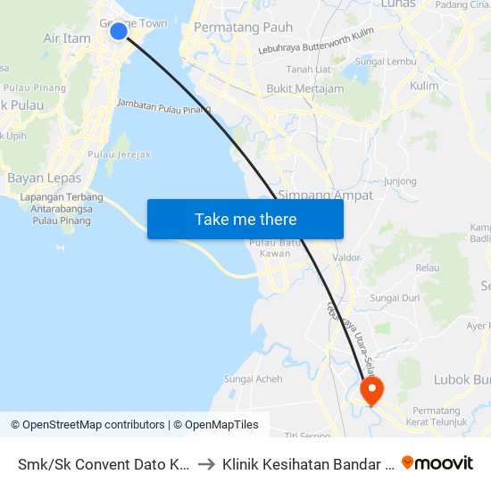 Smk/Sk Convent Dato Keramat to Klinik Kesihatan Bandar Baharu map