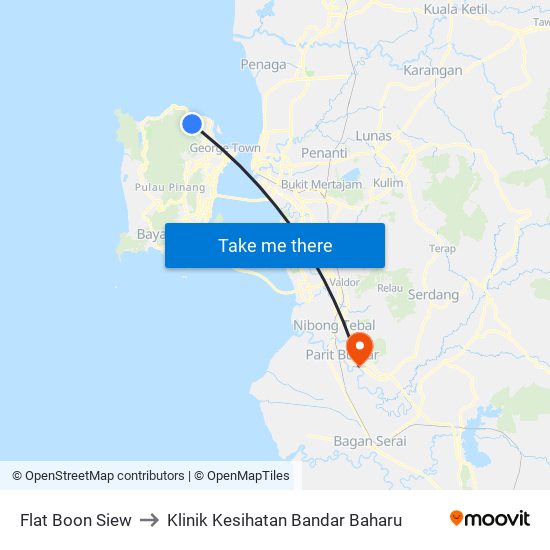 Flat Boon Siew to Klinik Kesihatan Bandar Baharu map