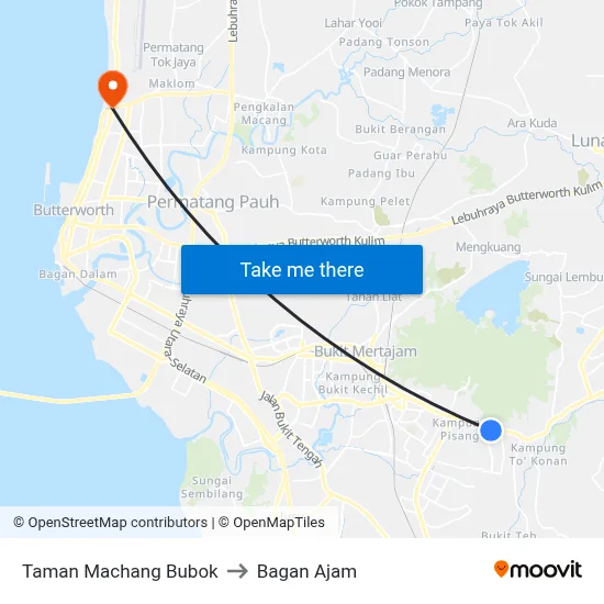 Taman Machang Bubok to Bagan Ajam map