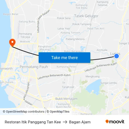 Restoran Itik Panggang Tan Kee to Bagan Ajam map