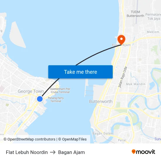 Flat Lebuh Noordin to Bagan Ajam map