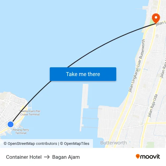 Container Hotel to Bagan Ajam map