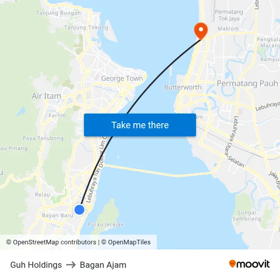 Guh Holdings to Bagan Ajam map