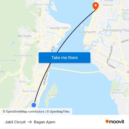 Jabil Circuit to Bagan Ajam map
