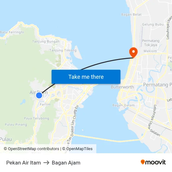 Pekan Air Itam to Bagan Ajam map