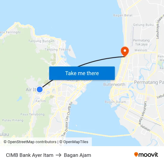 CIMB Bank Ayer Itam to Bagan Ajam map