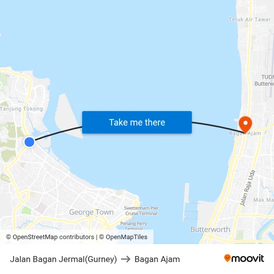 Jalan Bagan Jermal(Gurney) to Bagan Ajam map