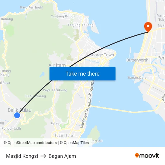 Masjid Kongsi to Bagan Ajam map