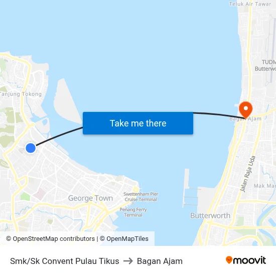 Smk/Sk Convent Pulau Tikus to Bagan Ajam map