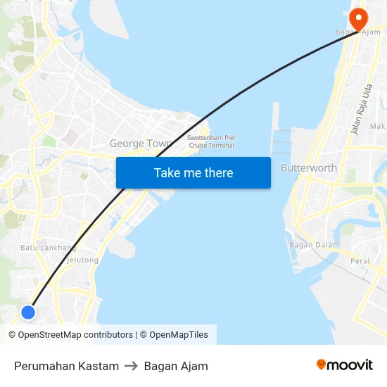 Perumahan Kastam to Bagan Ajam map