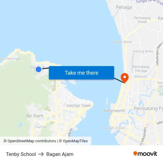 Tenby School to Bagan Ajam map