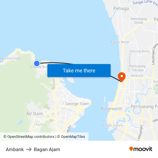 Ambank to Bagan Ajam map