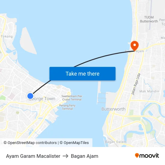 Ayam Garam Macalister to Bagan Ajam map