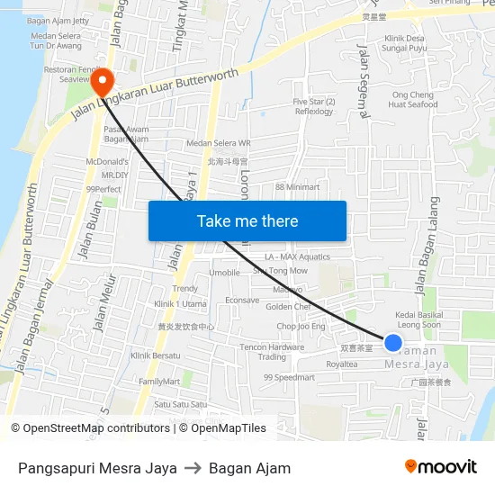 Pangsapuri Mesra Jaya to Bagan Ajam map