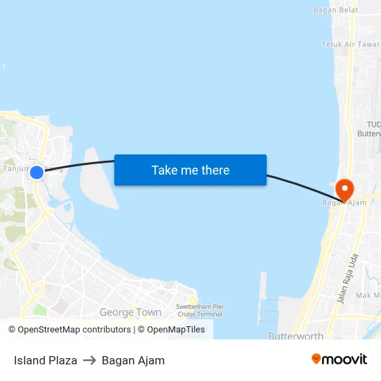 Island Plaza to Bagan Ajam map
