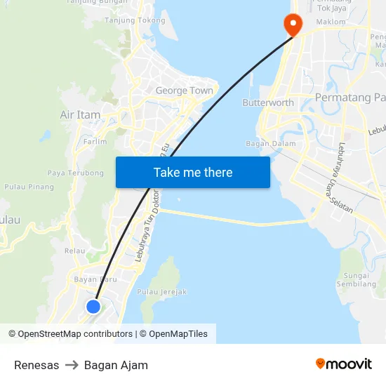 Renesas to Bagan Ajam map