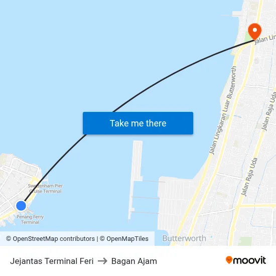 Jejantas Terminal Feri to Bagan Ajam map
