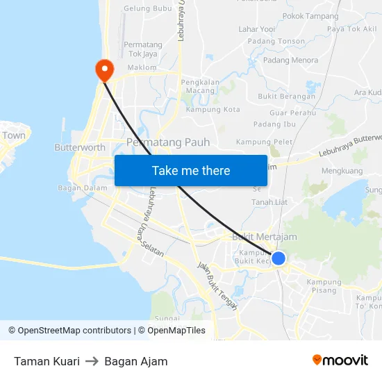 Taman Kuari to Bagan Ajam map