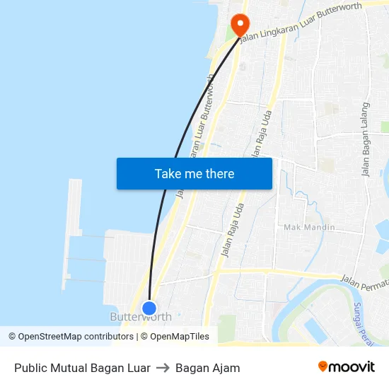 Public Mutual Bagan Luar to Bagan Ajam map