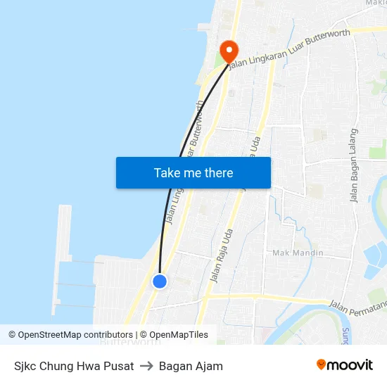 Sjkc Chung Hwa Pusat to Bagan Ajam map