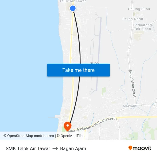 SMK Telok Air Tawar to Bagan Ajam map