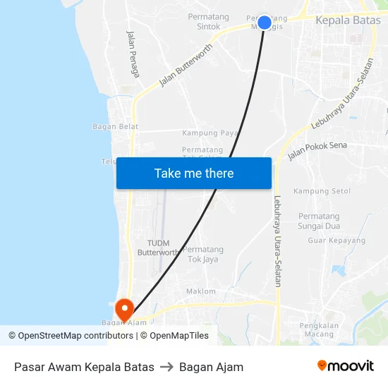 Pasar Awam Kepala Batas to Bagan Ajam map