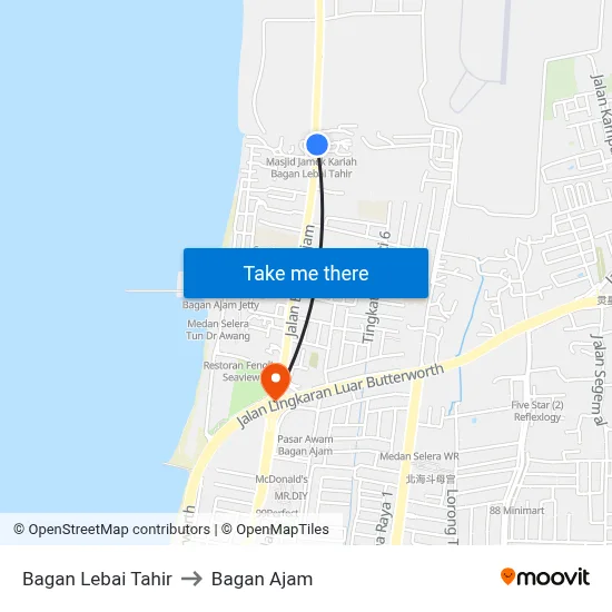 Bagan Lebai Tahir to Bagan Ajam map