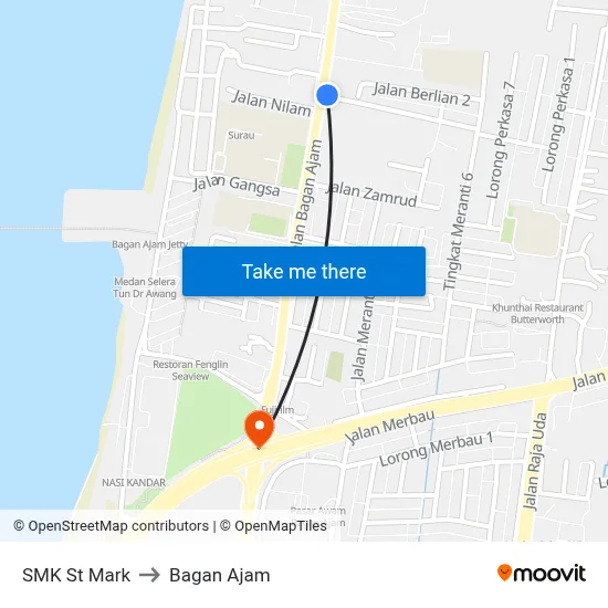 SMK St Mark to Bagan Ajam map