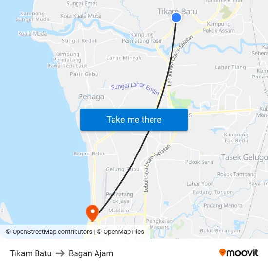 Tikam Batu to Bagan Ajam map
