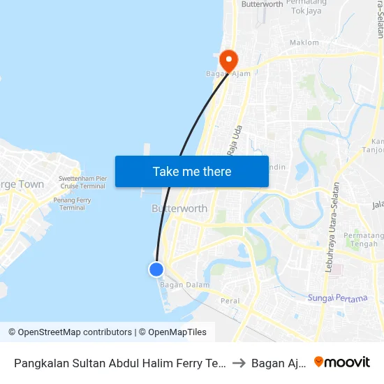 Pangkalan Sultan Abdul Halim Ferry Terminal to Bagan Ajam map