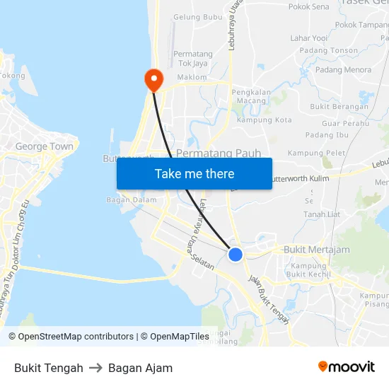 Bukit Tengah to Bagan Ajam map