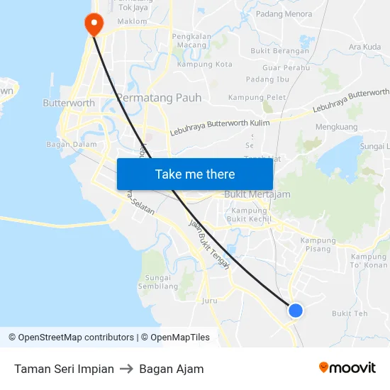 Taman Seri Impian to Bagan Ajam map
