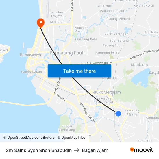 Sm Sains Syeh Sheh Shabudin to Bagan Ajam map