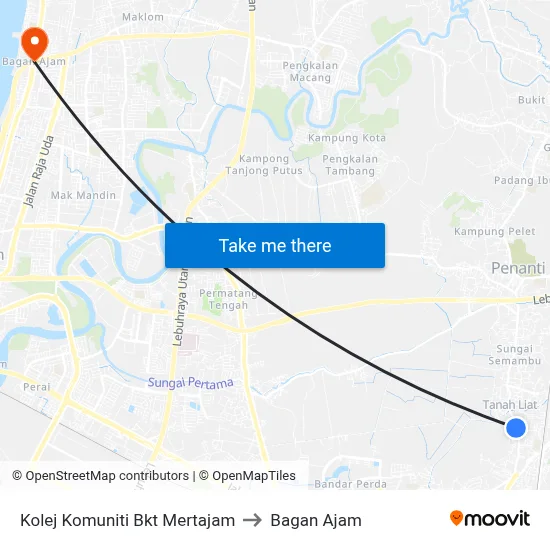 Kolej Komuniti Bkt Mertajam to Bagan Ajam map