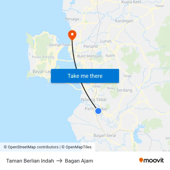 Taman Berlian Indah to Bagan Ajam map