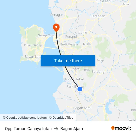 Opp Taman Cahaya Intan to Bagan Ajam map