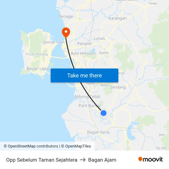 Opp Sebelum Taman Sejahtera to Bagan Ajam map