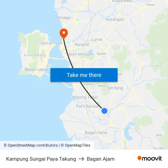 Kampung Sungai Paya Takung to Bagan Ajam map