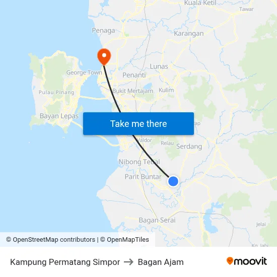 Kampung Permatang Simpor to Bagan Ajam map