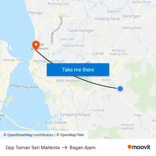 Opp Taman Seri Mahkota to Bagan Ajam map