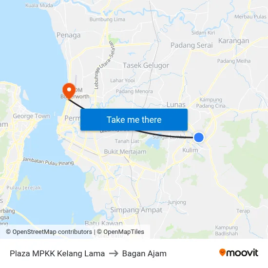 Plaza MPKK Kelang Lama to Bagan Ajam map