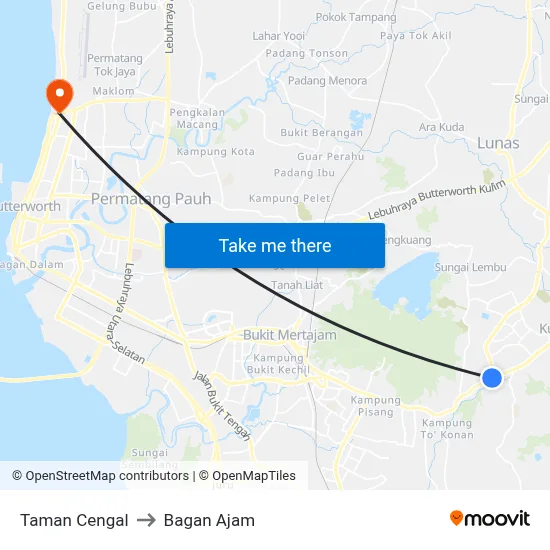 Taman Cengal to Bagan Ajam map