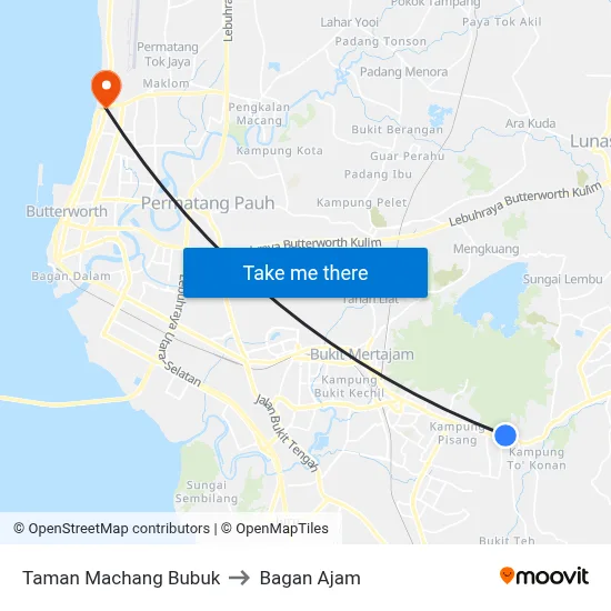 Taman Machang Bubuk to Bagan Ajam map