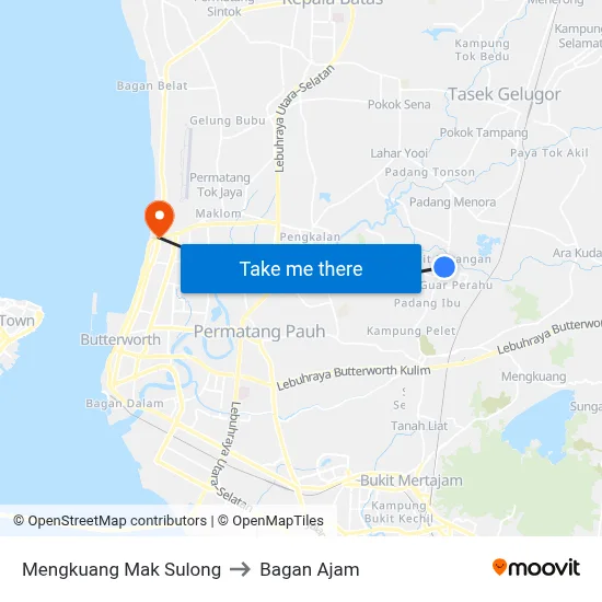 Mengkuang Mak Sulong to Bagan Ajam map
