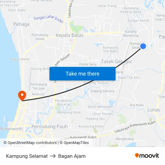 Kampung Selamat to Bagan Ajam map