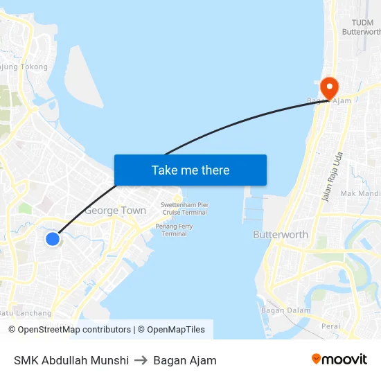 SMK Abdullah Munshi to Bagan Ajam map