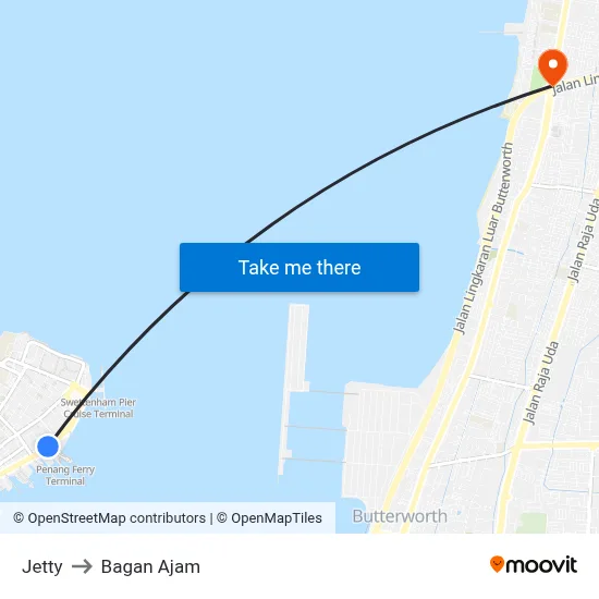 Jetty to Bagan Ajam map