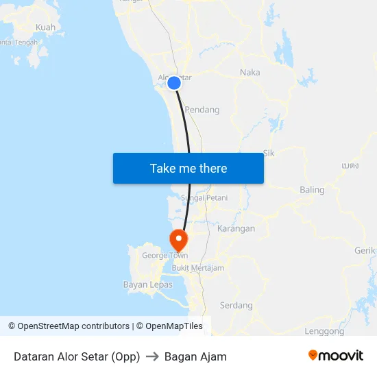 Dataran Alor Setar (Opp) to Bagan Ajam map