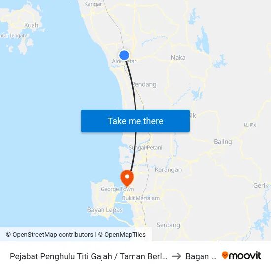 Pejabat Penghulu Titi Gajah / Taman Berlian / Taman Kancil to Bagan Ajam map