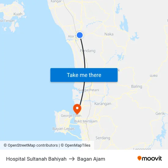 Hospital Sultanah Bahiyah to Bagan Ajam map